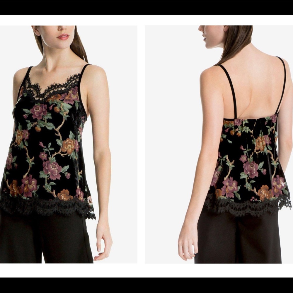 Max Studio Floral Print Lace Trim Camisol Rose XS